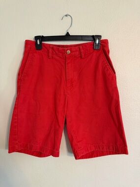 Nautica Men’s Red Flat-Front Chino Deck Shorts - Size 30W (9” Inseam)
